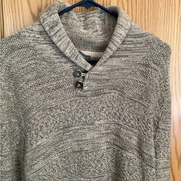 🍉Denver Hayes Men’s sweater, M, light grey, white, 100% cotton, cowl neck - Picture 8 of 10